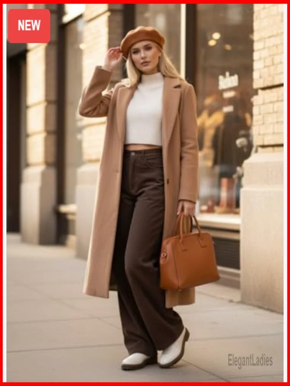 Corduroy Wide Leg Pants Women Elastic Waist Casual Trousers with Pockets
